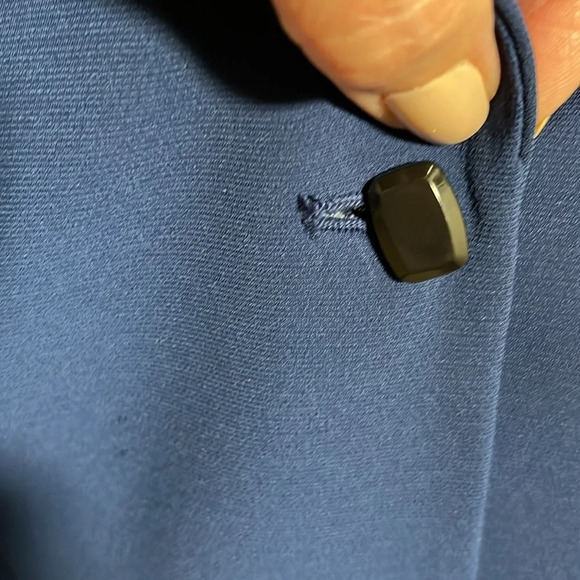 EUC Tahari Royal Navy Blue Lined Blazer Peplum Jacket w Black Patent Skinny Belt - Picture 9 of 12